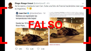 Es falso que Juan Carr mostró una foto de un indigente y afirmó que era en la Argentina