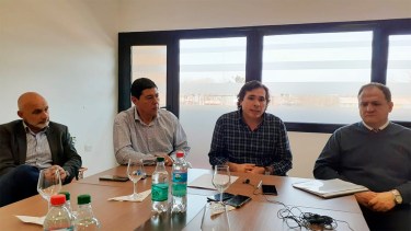 Vignaroli, Rucci, Gerez y Rosenfeld. Cumbre político-judicial en Rincón de los Sauces en 2019 para atender una emergencia por falta de fiscales. (Archivo)