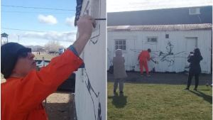 Zapala: El dibujante Rep pinta en vivo para la Feria de la Cultura Popular y el Libro