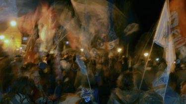 La militancia del Frente de Todos festejó en el Centro Cívico. Foto: Alfredo Leiva