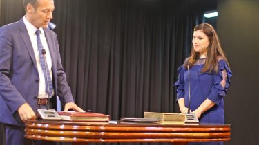 Vanina Merlo, cuando juró como Ministra de Ciudadanía. Foto: archivo.