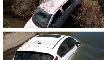 Dos autos cayeron al canal en Fernández Oro, durante la madrugada navideña