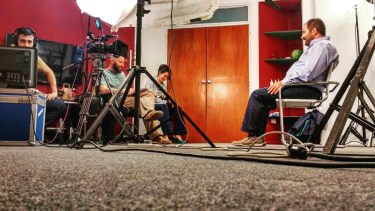 La grabación de las entrevistas del proyecto Perspectivas. Foto: gentileza.