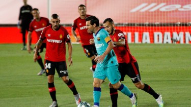 Messi, sin barba en Mallorca. El crack rosarino fue la gran atracción en la vuelta al ruedo del Barcelona.(AP Photo/Francisco Ubilla)