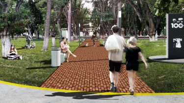 La remodelación de la Plaza San Martín en Centenario tiene una inversión prevista de 127 millones de pesos. Foto: Gentileza 