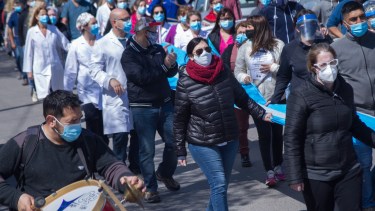 La protesta se realizó este lunes por la mañana. Foto: Pablo Leguizamon.