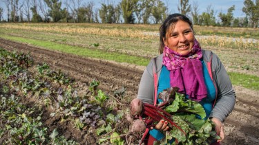 Juana muestra parte de la producción lograda en el marco del proyecto, que está por cumplir dos años. “Vamos cambiando por productos naturales los insumos que antes comprábamos”, destacó. 