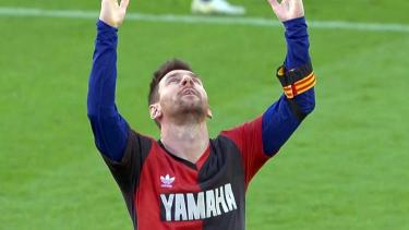 Messi celebró su tanto de una manera muy particular (Foto: AP).