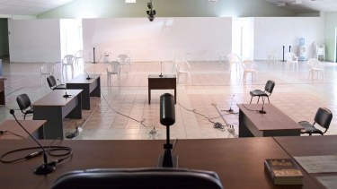 Sala de audiencias del TOF Neuquén para casos complejos (foto Florencia Salto)
