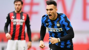 Grito de Lautaro en el derby de la ciudad. Lleva 33 goles y 9 asistencias en 85 partidos en Italia. 