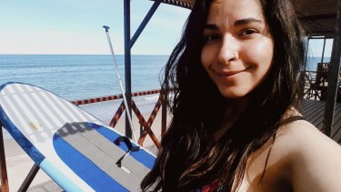 Agustina y su selfie en el golfo San Matías.