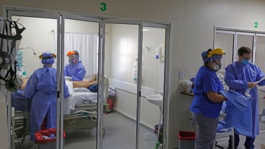 Entre un 75% y un 100% de las camas de terapia en Roca están ocupadas por pacientes con covid-19. Foto: Juan Thomes