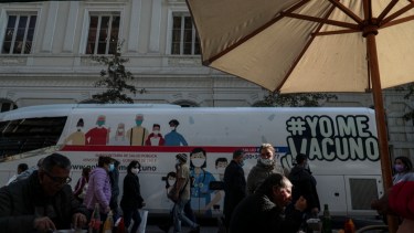 La campaña de vacunación en el centro de Santiago de Chile. 