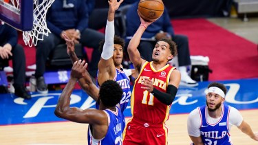 Trae Young la rompió en el último cuarto y fue uno de los destacados en el equipo ganador. Philadelphia no supo quá hacer. 