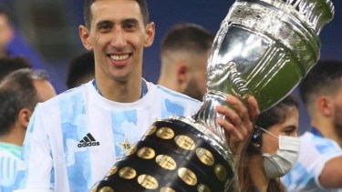 El Fideo Di María se mostró muy conforme con el rendimiento de la selección argentina en los últimos dos partidos de las Eliminatorias Sudamericanas. Gentileza.