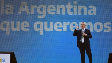 El presidente Alberto Fernández fue el único orador del acto político en Tecnópolis.