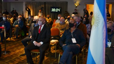 Federico Massoni. ministro de Seguridad de Chubut, disertó en el foro de Bariloche. Foto: Chino Leiva