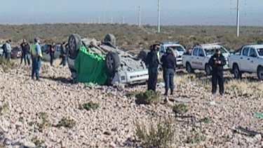 La camioneta en la que viajaba el dirigente sindical fallecido, Ricardo Dewey. 