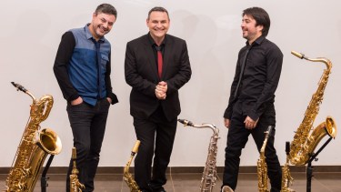 Los integrantes del trío: Pablo Romero (saxo alto), Pablo Bongiovani (saxo tenor y soprano) y Guillermo Vera (saxo tenor).