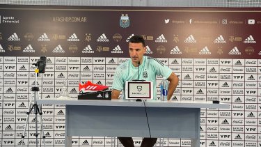 Lionel Scaloni en la conferencia de prensa de hoy.