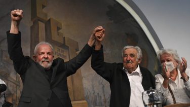 Pepe Mujica y Lula Da Silva estuvieron en la sede de la CGT. (Fotos Victoria Gesualdi / Telam)
