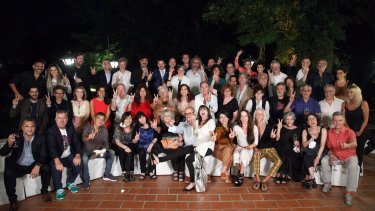 Cristina Fernández se reunió con distintos periodistas y artistas en Pilar. 