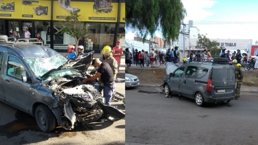 La camioneta atravesó el guardarrail y llegó hasta Perticone  Foto: Carlos Monsalve