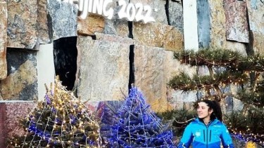 Francesca Baruzzi llegó a Beijing y ya está en la villa olímpica para su debut en esquí alpino el domingo 6 de febrero. Gentileza