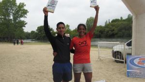 Norma Ríos y Tomás Rivera festejaron en el Triatlón de Fortín Lagunita