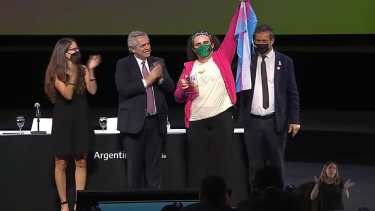 Fran Bubani recibió un reconocimiento en el acto de apertura de "Nosotras movemos el mundo". Foto: gentileza
