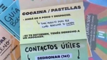 Uno de los llamativos folletos que repartió la municipalidad de Morón. 