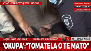 Video: reclamaba el pago del alquiler y fue agredido ante las cámaras de TV