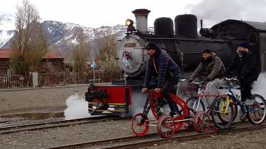 El proyecto bici-tren, fue declarado de interés provincial por la Honorable Legislatura del Chubut. Fotos gentileza proyecto de BiciTren del Conicet/Cenpat.
