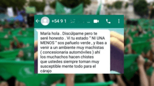 No fue contratada en una concesionaria por ser «pañuelo verde»