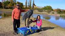 Imagen de Con basura de Paso Córdoba hicieron una escultura: la historia de la garza, de los artistas y de la docente de Roca que tuvo la idea
