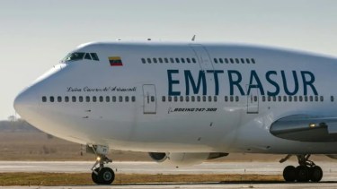 El avión iraní que pasó por Venezuela, ahora bloqueado en Ezeiza. 