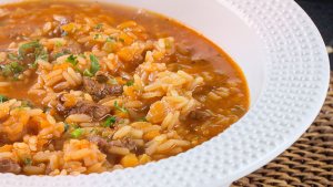 Audio receta del guiso de arroz y carne