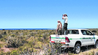 Leonardo Juber, el guardaparque, controla lo que sucede en el inmenso  paisaje.