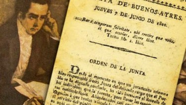 La primera publicación de la Gazeta el 7 de junio de 1810, dirigida por Mariano Moreno.