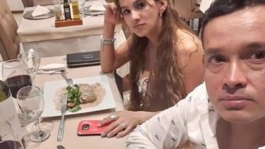 Patricia Rodríguez junto al imputado por femicidio Fernando Cronenbold. 