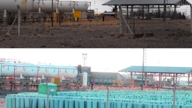 El antes y el después de la decisión judicial de no innovar que dejó a la intemperie los 54.000 envases. Fotos: Archivo y Matías Subat.