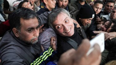 Máximo Kirchner estuvo presente en e apoyo de la militancia a la vicepresidenta. Foto: NA