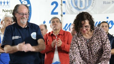 Otero, Miler y Miranda, durante el acto en Viedma. Foto: gentileza.