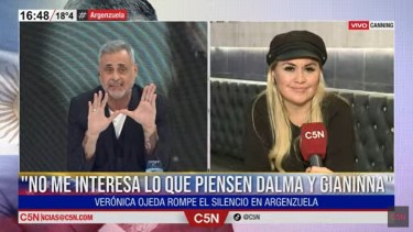 Verónica Ojeda habló este lunes con Jorge Rial, y aseguró "no tener miedo" al resto de los Maradona.-