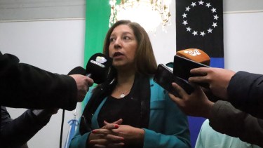La gobernadora Carreras habló con la prensa en el Salón Gris. Foto: Marcelo Ochoa.