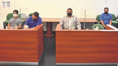 Cuatro de los imputados que tiene la causa. Foto: Marcelo Ochoa.