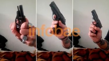 Sabag Montiel carga y dispara al vacío en las imágenes del video incautado.-