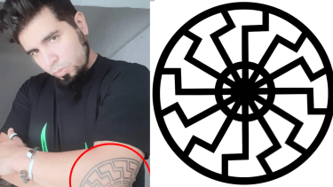 El símbolo nazi que lleva tatuado el atacante de Cristina Kirchner. Foto gentileza TN. 