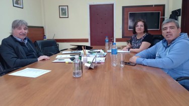 El ministro Stopiello recibió a la conducción de la CGT Atlántica, Damian Miller y Mónica Miranda. Foto: Gentileza