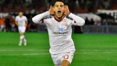 Franco Cristaldo gritó su gol número 14 de la Liga Profesional, el octavo que hace de penal Foto: Télam
